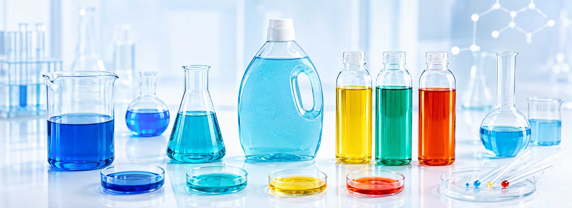 synthetic liquid detergent colors, detergent colorant types, colors for laundry detergent, liquid detergent dye systems