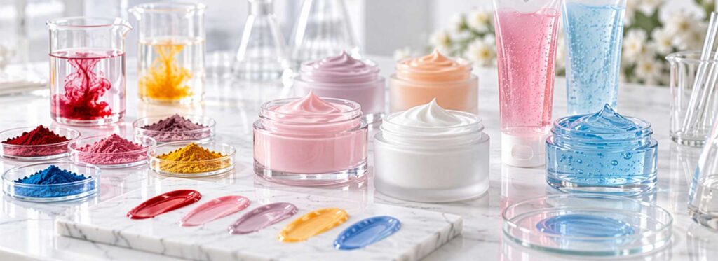 Colors for skincare creams and gels, Cosmetic colors for creams and gels, Skincare cream and gel colors, Cosmetic pigments and gel dyes